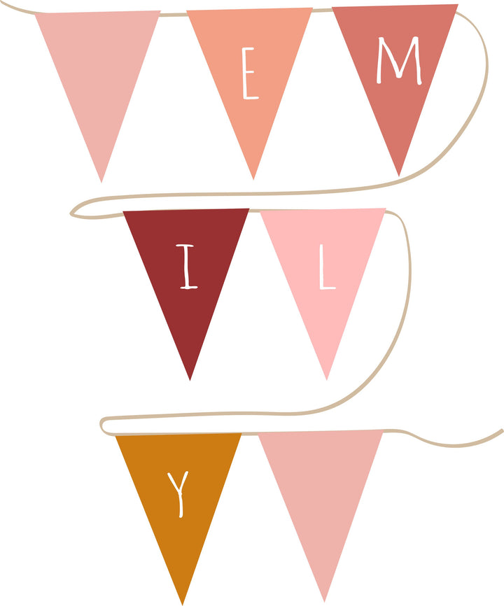 Pennant chain in rose tones - 3-5 pennants (short)