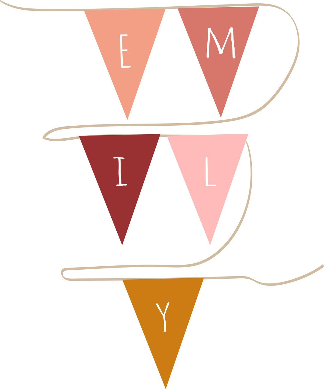 Pennant chain in rose tones - 3-5 pennants (short)