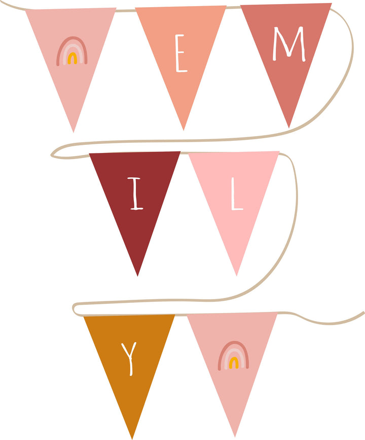 Pennant chain in rose tones - 3-5 pennants (short)