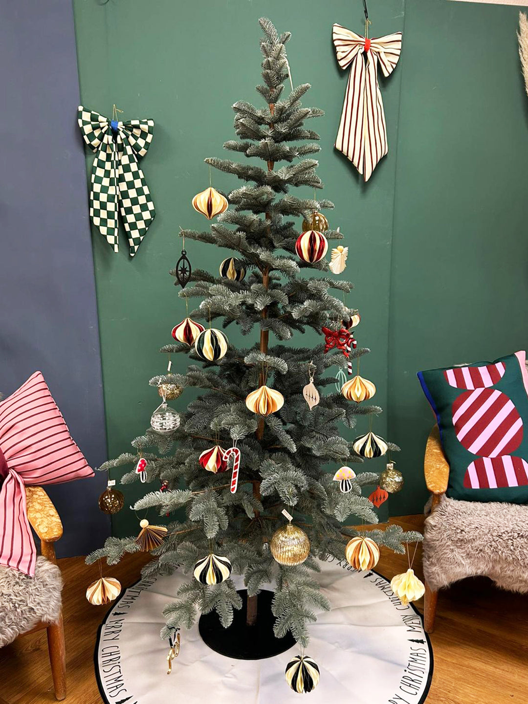 Christmas tree ornament, Christmas decoration, bauble, striped bauble