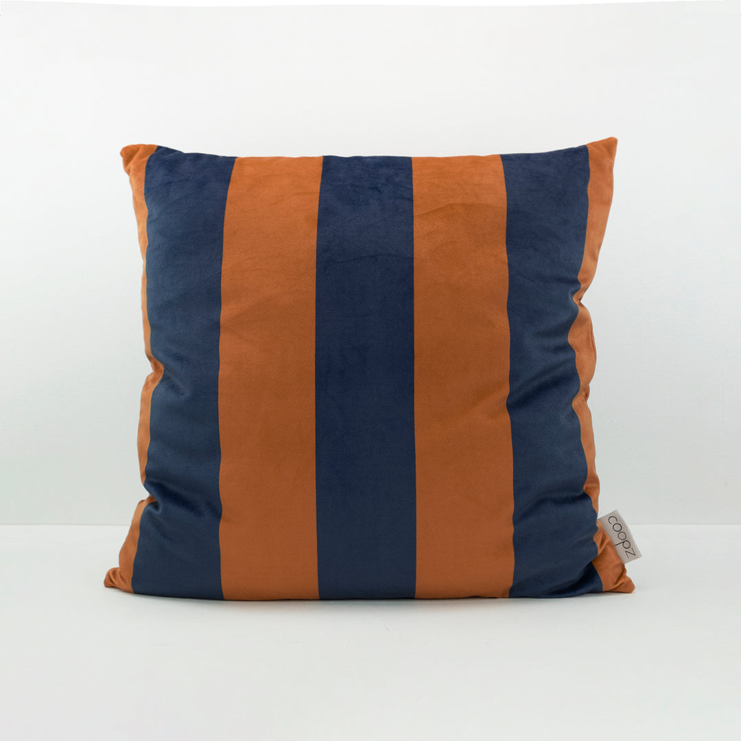 Kissenbezug Stripe Velvet Blau-Orange