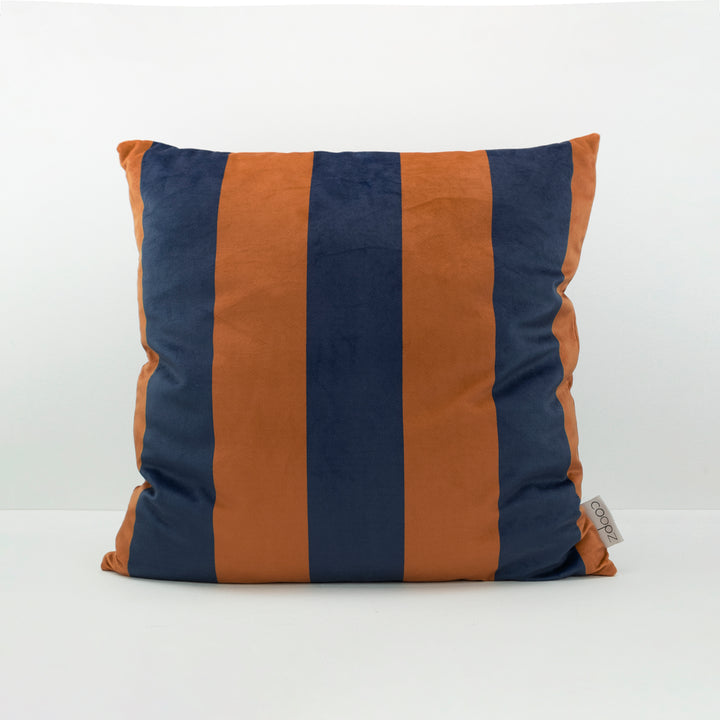 Kissenbezug Stripe Velvet Blau-Orange