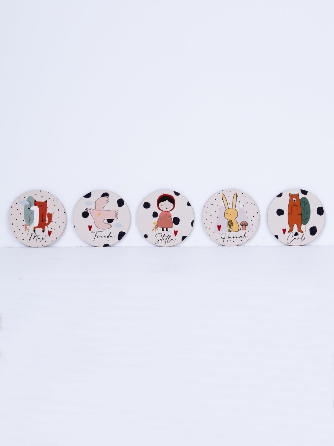 Woodies round coasters