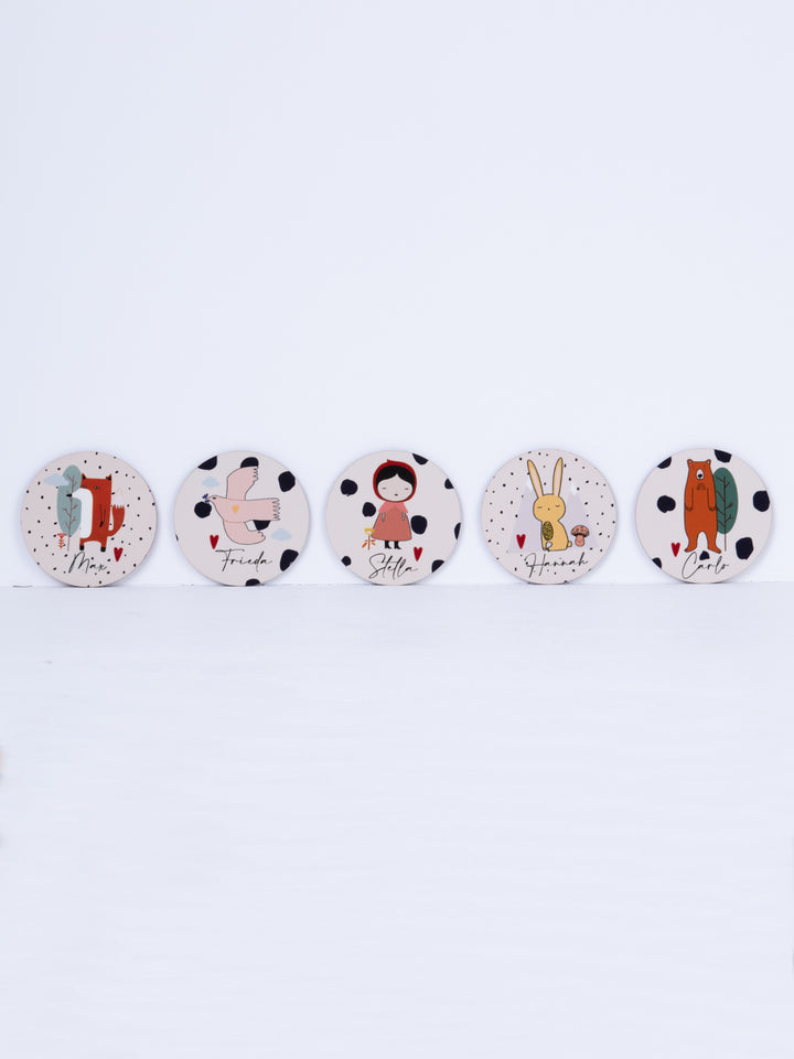 Woodies round coasters