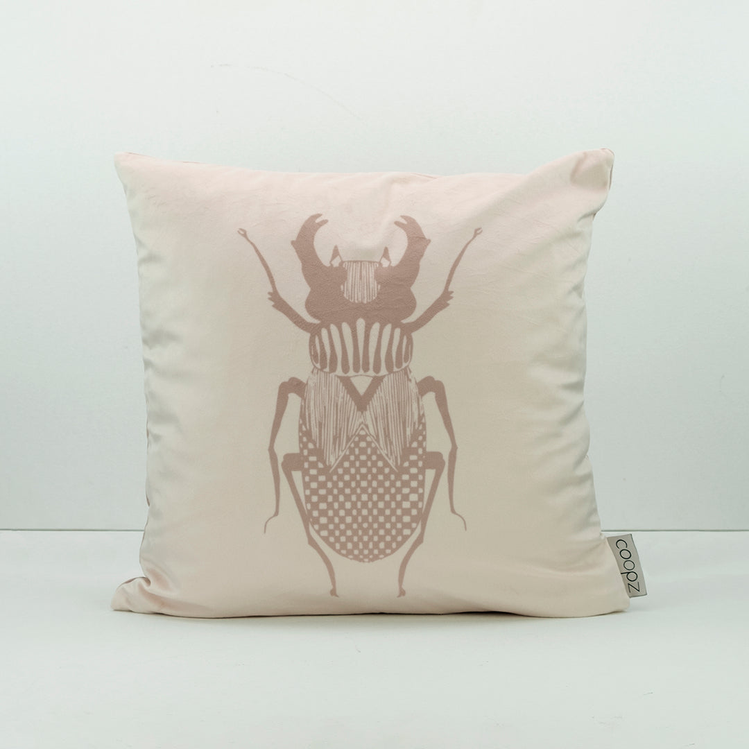 Cushion Cover Stag Beetle Graphic Velvet Cream