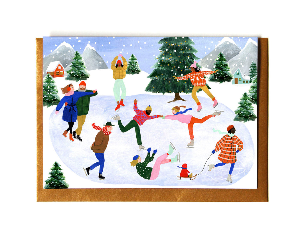 Folding card Christmas Ice Skating