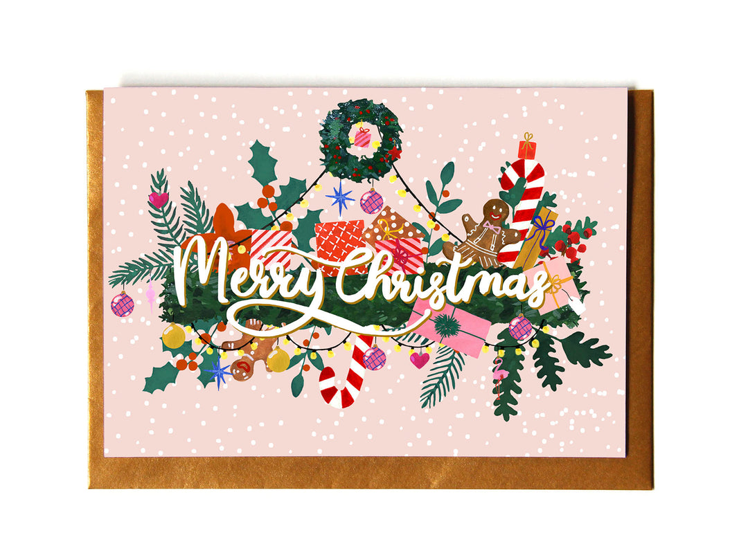 Folding card Christmas Text Pink