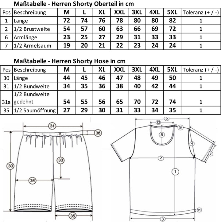 Pyjama Set Kurz - Gestreift 3XL-5XL