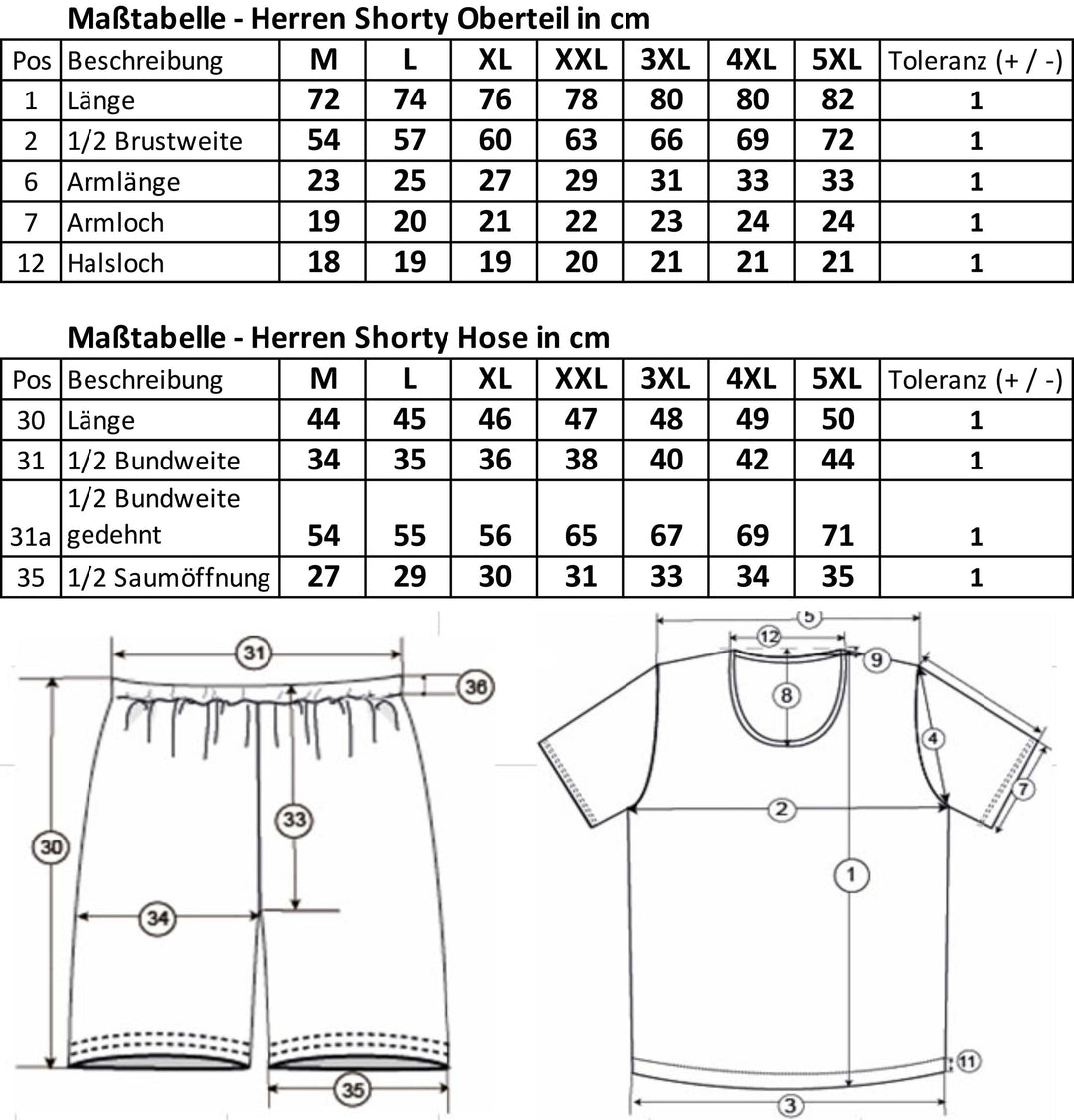 Pyjama Set Kurz - Gestreift mit Knopf
