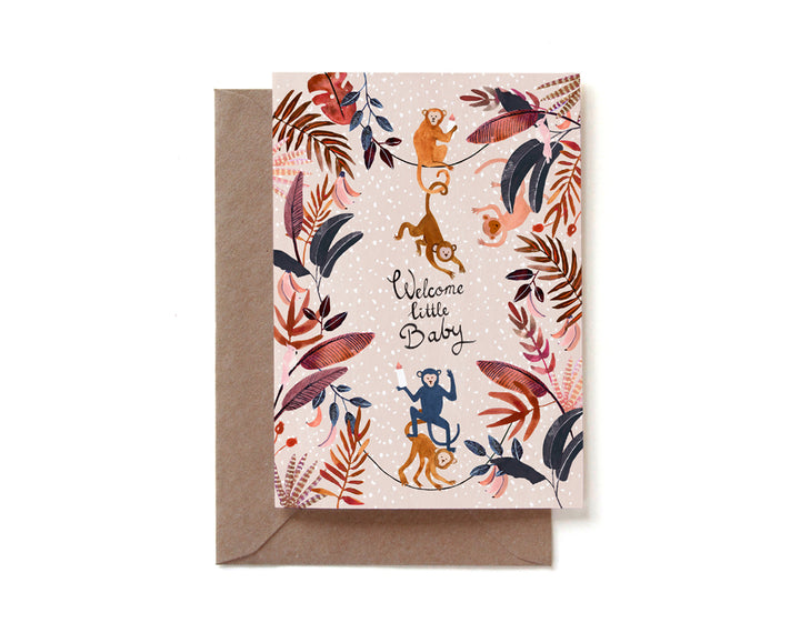 Folding card New Baby Monkey
