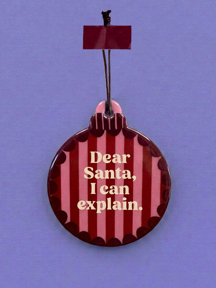 Anhänger Weihnachtskugel Santa I can explain Keramik