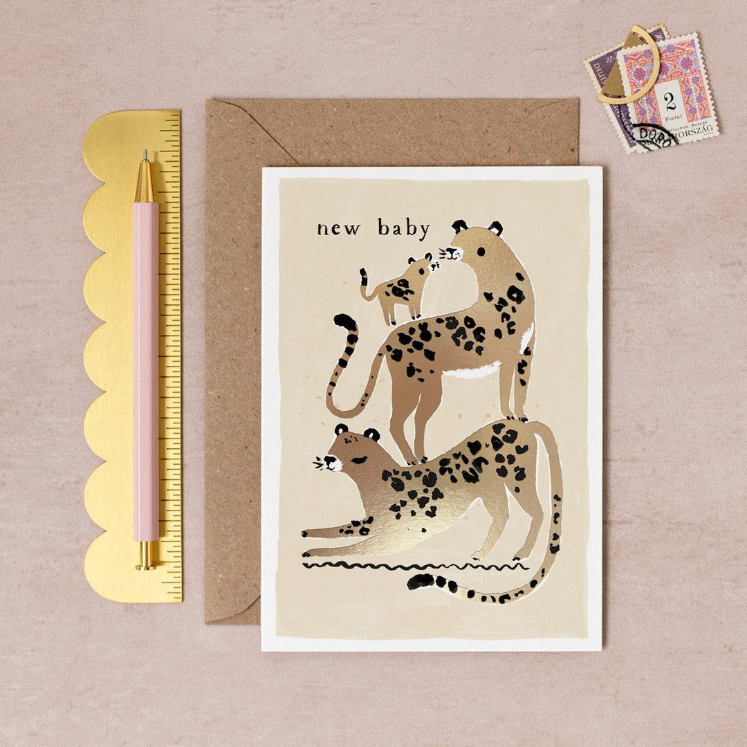 Klappkarte Leopards New Baby Card