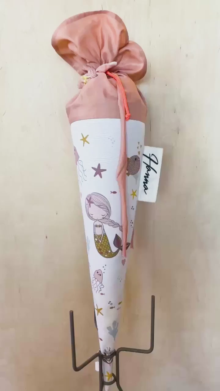 Schultüte Meerjungfrau beige mit Haarschleife