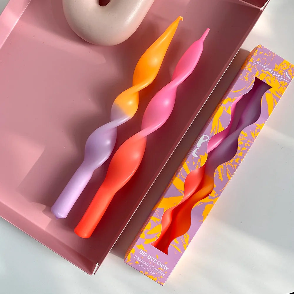 Dip Dye Curly Kerzen 2er set