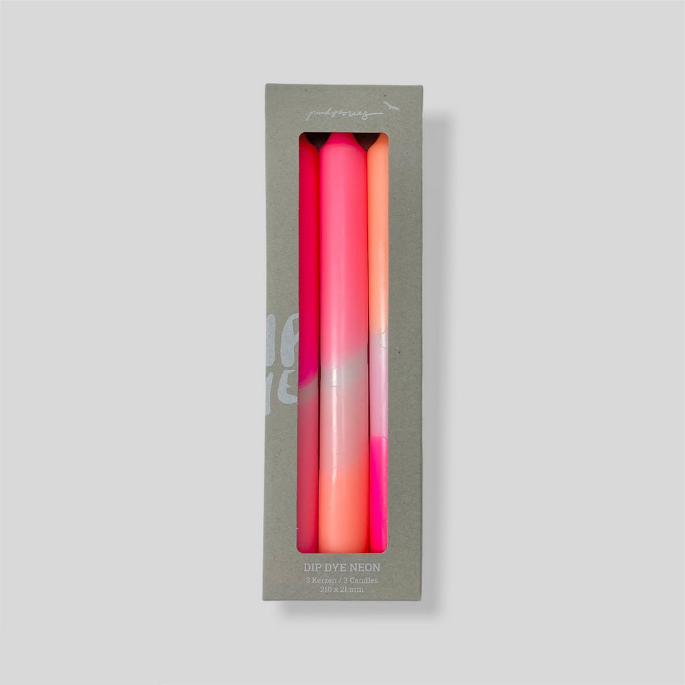 Dip dye neon dinner candles set of 3