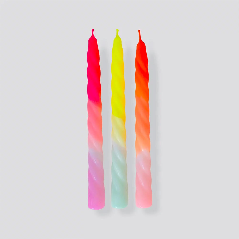 Dip Dye Twisted Candles set of 3
