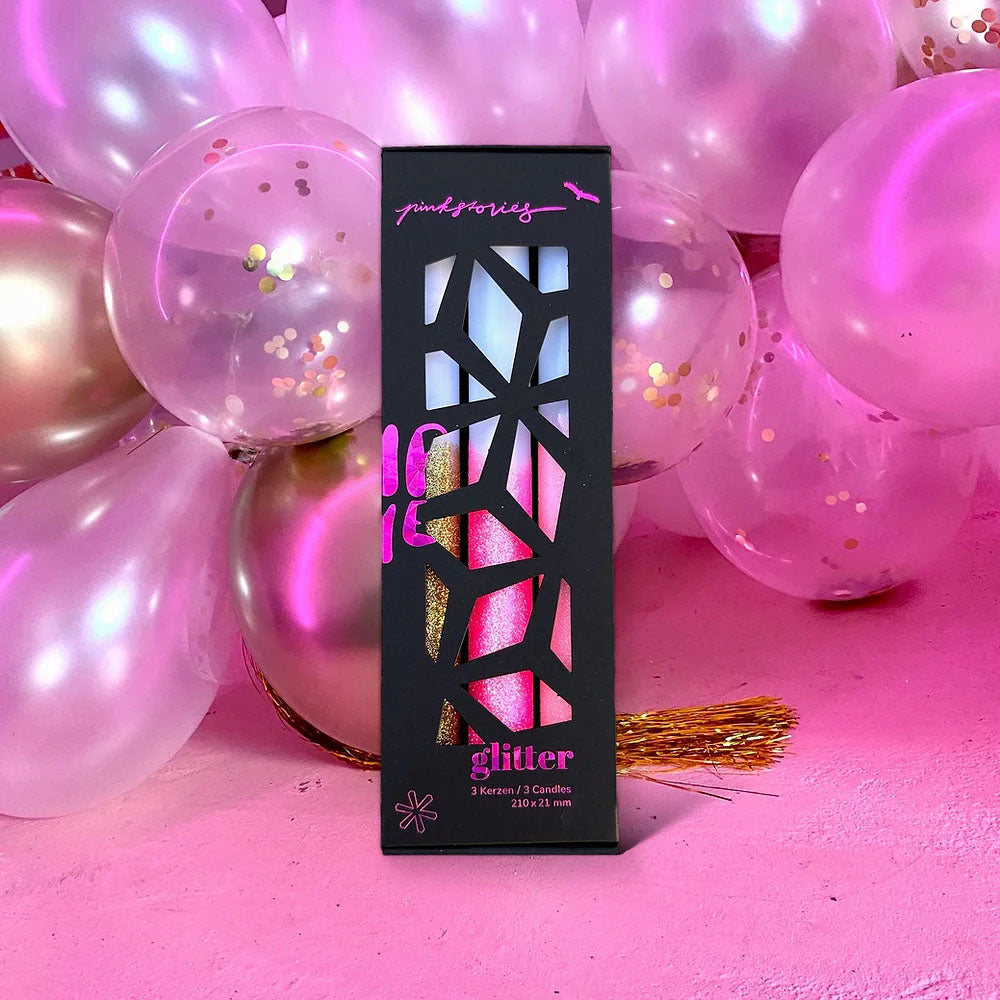 Dip Dye Glitter Kerzen 3er set