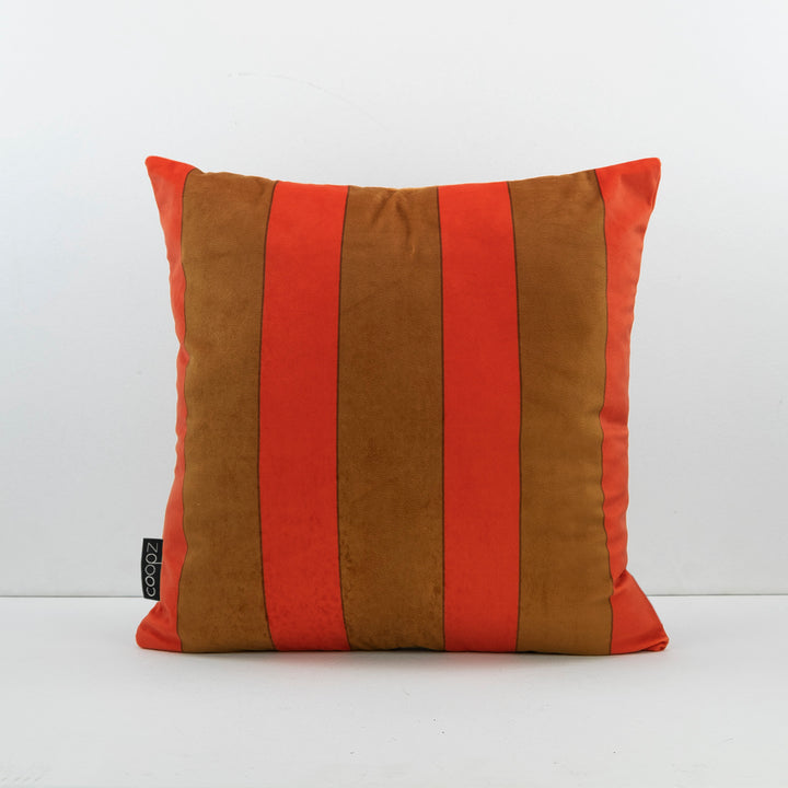 Kissenbezug Stripe Velvet Rot-Braun
