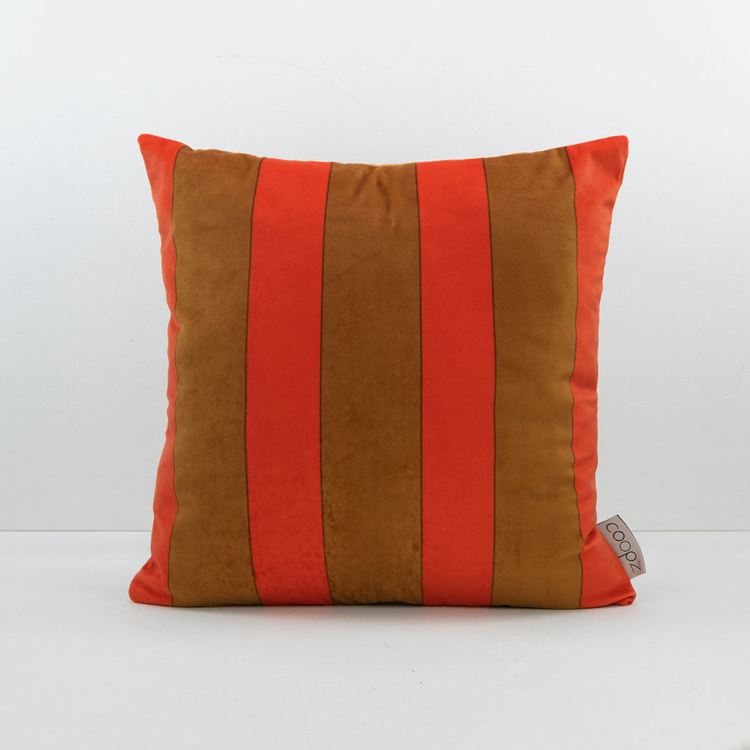 Kissenbezug Stripe Velvet Rot-Braun