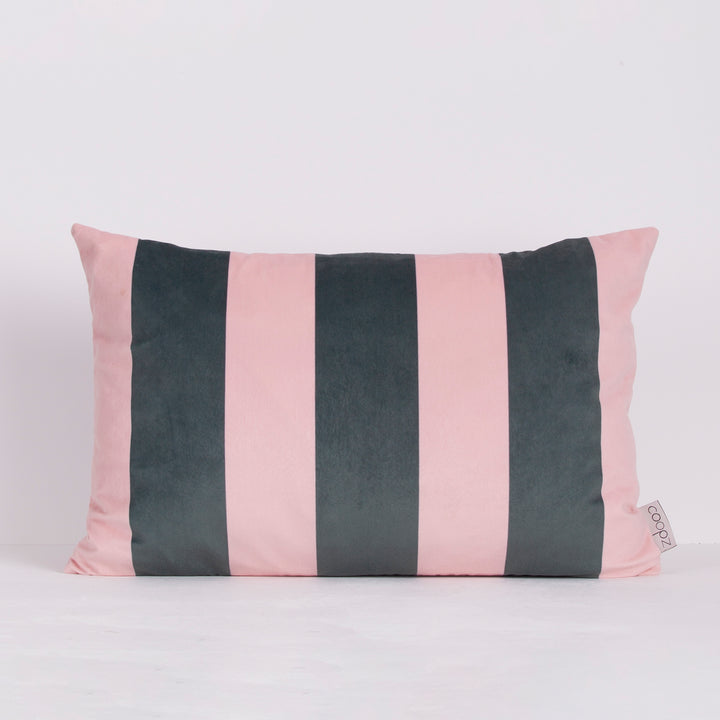 Kissenbezug Stripe Velvet Petrol-Rosa