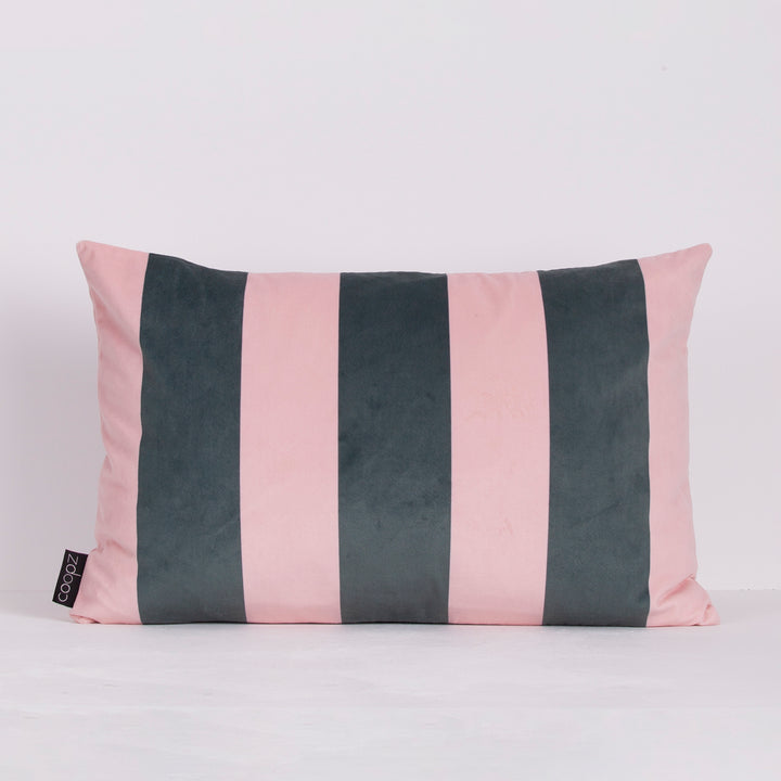 Kissenbezug Stripe Velvet Petrol-Rosa